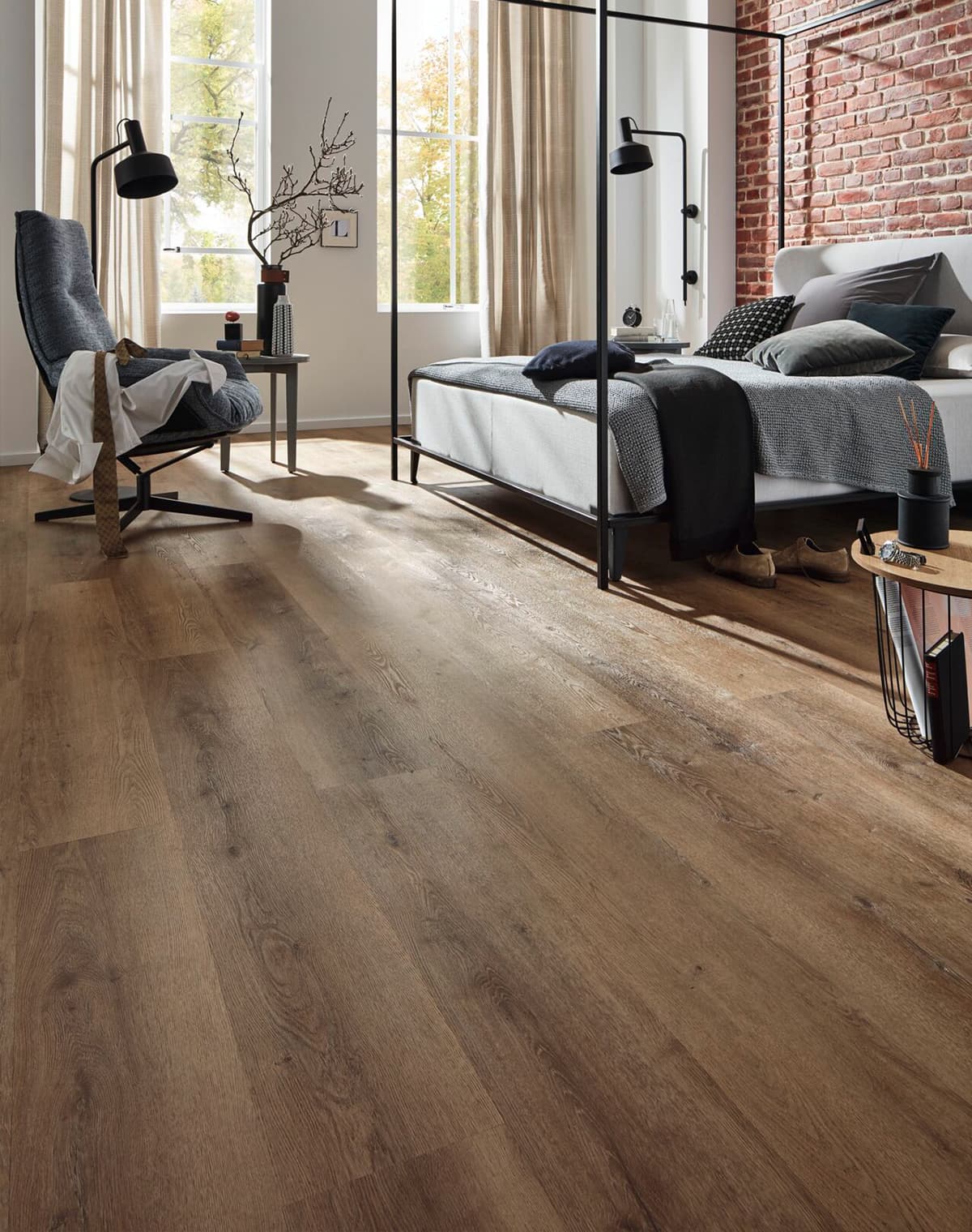 Vinylboden mit Holzoptik im Schlafzimmer