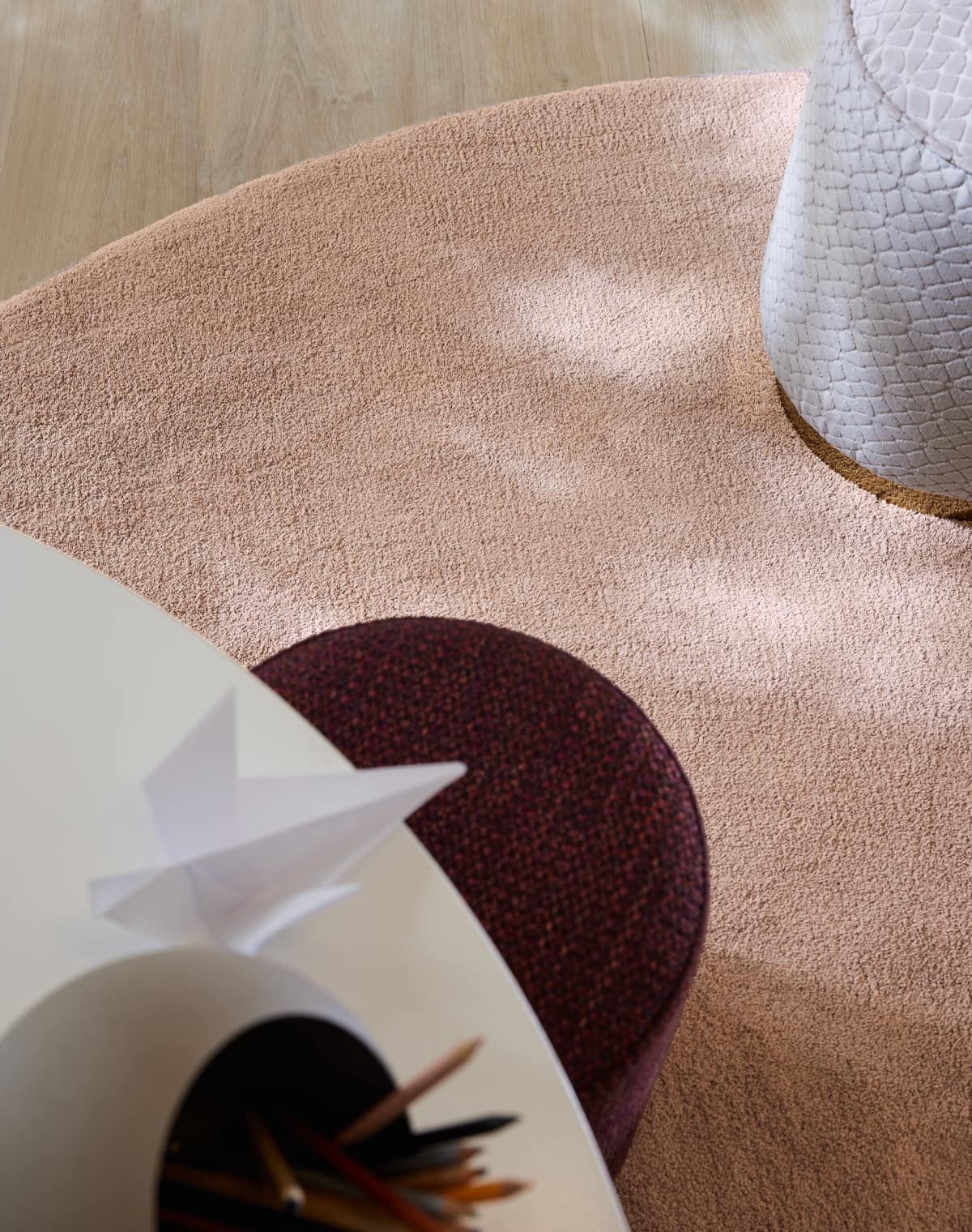 Runder Teppich in Rosa Detailbild