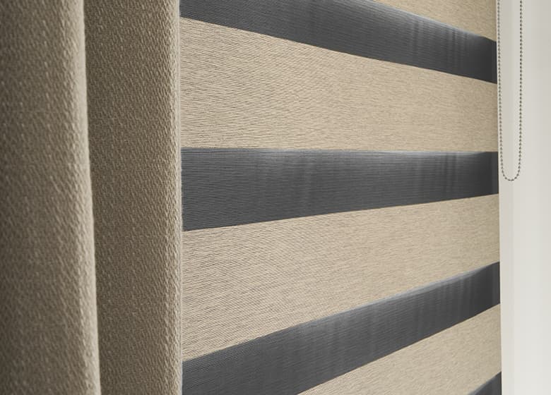 Doppelrollo beige grau gestreift