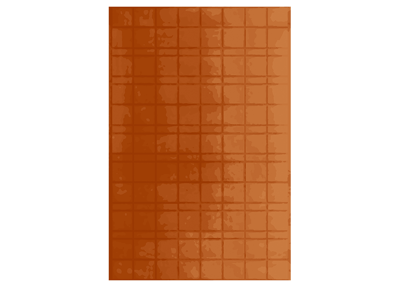 Orangener Teppich mit Quadratmuster